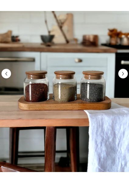 Ahşap Vakum Kapaklı Cam Kavanoz ( 3 Lü Set ) 250 ml