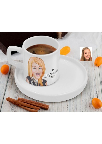 Isimli Kadın Karikatürlü Kahve Fincanı, Sevgili ve Aile Hediye, Beyaz fiyatları