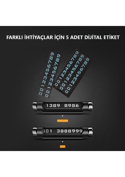 Otomatik Işık Algılamalı Geçici Park Telefon Numaratörü Fosforlu Araç Içi Plaka indirimleri