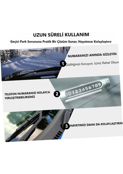 Otomatik Işık Algılamalı Geçici Park Telefon Numaratörü Fosforlu Araç Içi Plaka