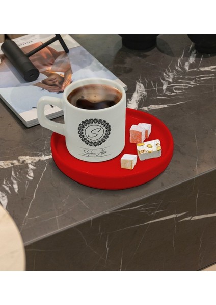 Kişiye Özel Kırmızı Sunum Tabaklı Isimli Kahve Fincanı Seti 2'li fiyatları
