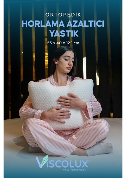 Ortopedik Visco Yastık | Anti-Horlama Uyku Yastığı 55X40X12/10 Pembe