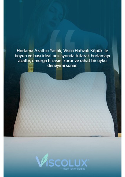 Ortopedik Visco Yastık | Anti-Horlama Uyku Yastığı 55X40X12/10 Pembe