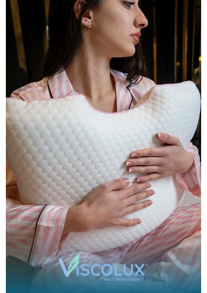 Ortopedik Visco Yastık | Anti-Horlama Uyku Yastığı 55X40X12/10 Pembe