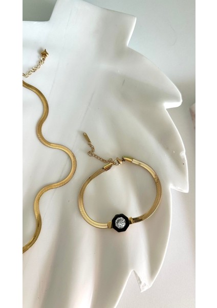 Multijewel Çağla Şikel Kolye-Bileklik Seti Çelik Üzeri Altın Kaplama Gold Italyan (Kararmaz-Paslanmaz) fırsatları