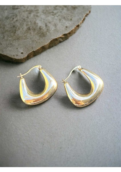 Multijewel Çelik U Model Bombeli Küpe(Altın Renk)