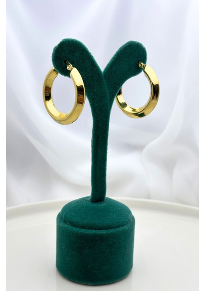 Multijewel Köşeli Gold Çelik Kalın Halka Küpe modelleri