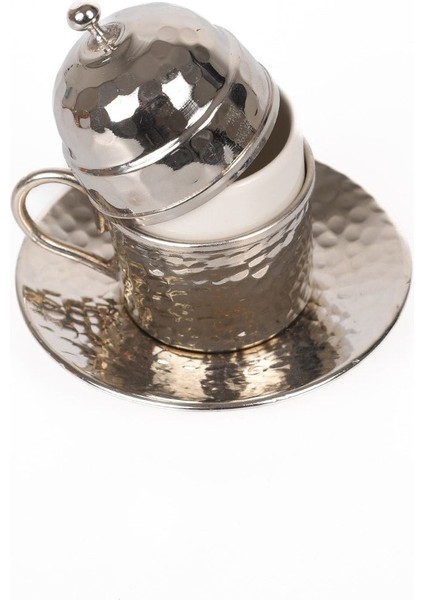 Ağır Işlemeli Bakır Fincan, Osmanlı Tarzı, Çekiç Dövme Detaylı, Tek Kişilik