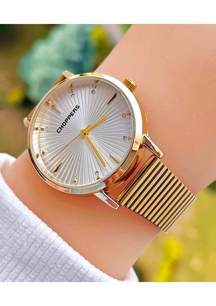 Altın Renk Taşlı Çelik Kordon Vintage Kadın Kol Saati modelleri