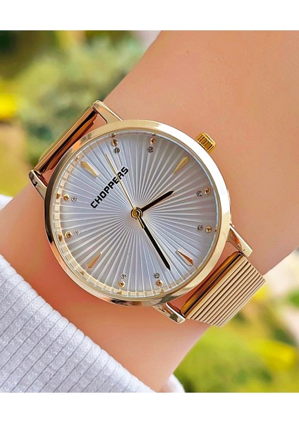 Altın Renk Taşlı Çelik Kordon Vintage Kadın Kol Saati fırsatları