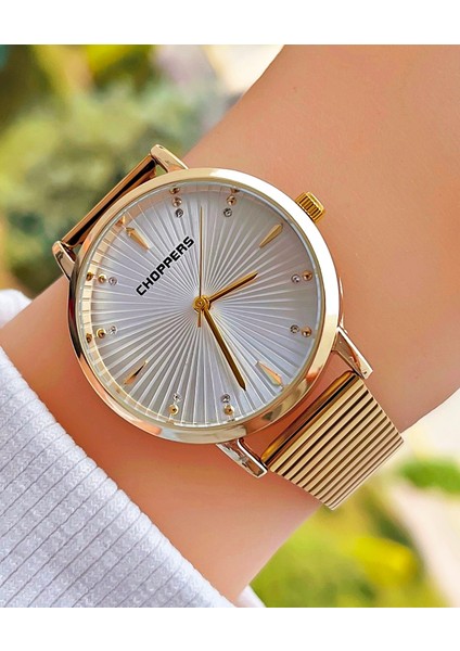 Altın Renk Taşlı Çelik Kordon Vintage Kadın Kol Saati indirimleri
