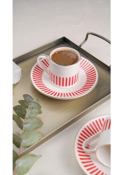 Kırmızı Kahve Fincan Takımı, 2 Kişi, 4 Parça, 80CC, Renkli Şık Tasarım fiyatları