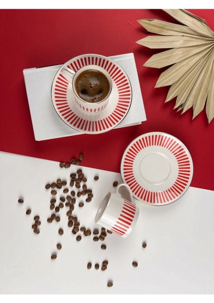 Kırmızı Kahve Fincan Takımı, 2 Kişi, 4 Parça, 80CC, Renkli Şık Tasarım indirimleri