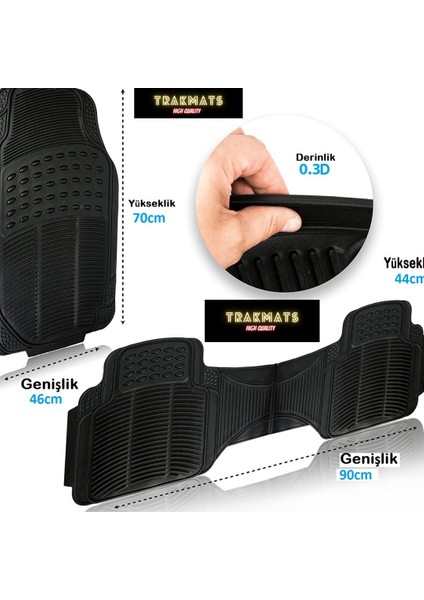 Ford Connect 2023-2024-2025 Badem Oto Paspas Her Araca Uyumlu Esnek Siyah