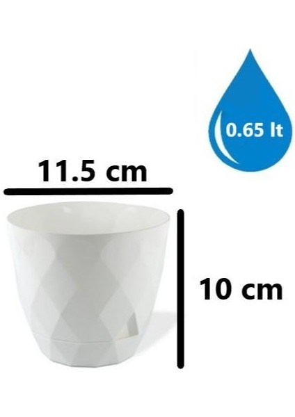 KRS-451 Yakamoz Tabaklı Plastik Saksı Takımı 0.65 Lt Beyaz 6 Adet fiyatları