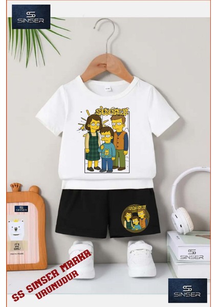 Çocuk “ SIMPSON SINSER“ Özel Baskılı Bisiklet Yaka Tişört - Şort Takım fiyatları