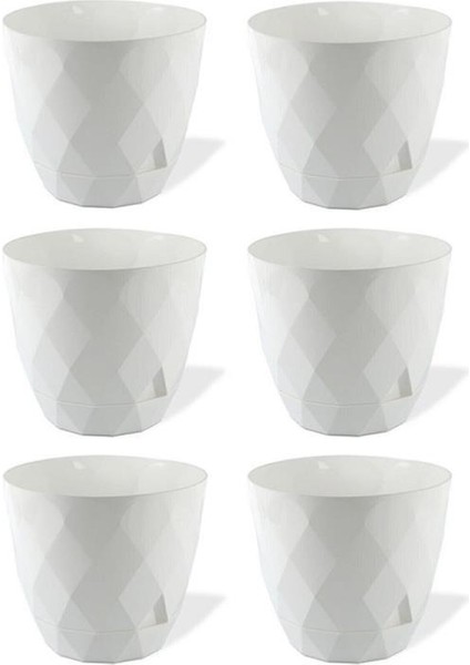 KRS-450 Yakamoz Tabaklı Plastik Saksı Takımı 0.3 Lt Beyaz 6 Adet