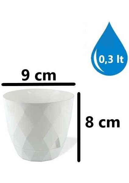 KRS-450 Yakamoz Tabaklı Plastik Saksı Takımı 0.3 Lt Beyaz 6 Adet fiyatları