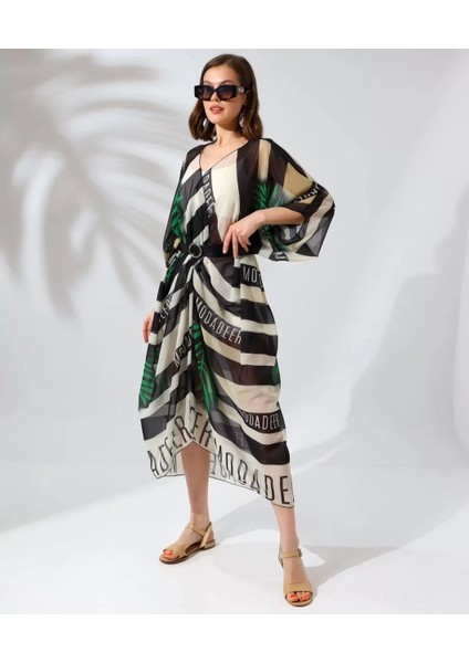Kadın Rahat Kesim Şifon Kimono - Yeşil indirimleri