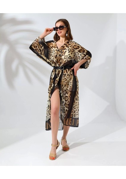 Kadın Rahat Kesim Şifon Kimono - Leopar modelleri