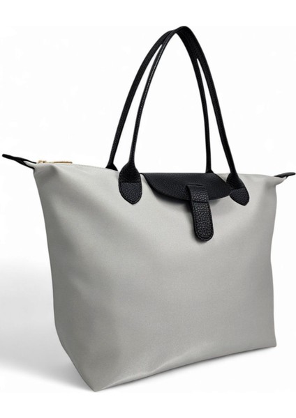 Açık Gri Saten Yumuşak Dokulu Hafif Tote Kadın Omuz Çanta modelleri