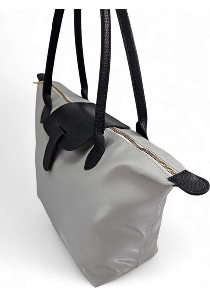 Açık Gri Saten Yumuşak Dokulu Hafif Tote Kadın Omuz Çanta indirimleri