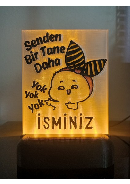 Kişiye Özel Isimli Hediyelik Kablolu LED Lamba - M10 - Senden Bir Tane Daha Yok - Amber Işıklı