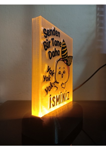 Kişiye Özel Isimli Hediyelik Kablolu LED Lamba - M10 - Senden Bir Tane Daha Yok - Amber Işıklı modelleri