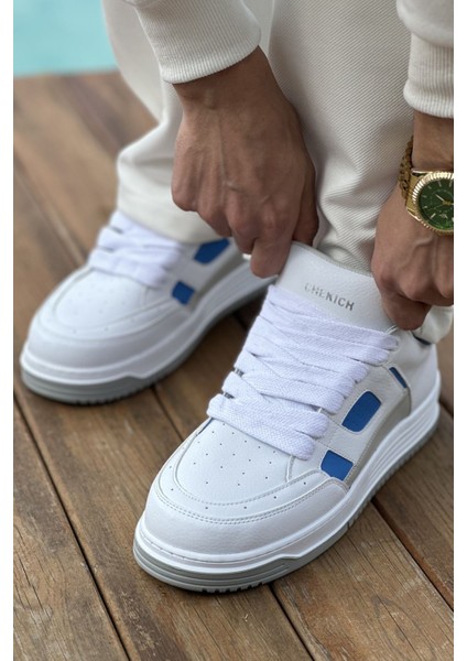 J2410 Avax Ortopedik Taban Günlük Cilt Erkek Sneaker Spor Ayakkabı Cbt Beyaz/mavi
