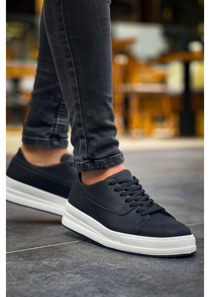 J2401 Ortopedik Taban Günlük Cilt Erkek Sneaker Spor Ayakkabı Cbt Siyah modelleri