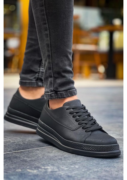 J2401 Ortopedik Taban Günlük Cilt Erkek Sneaker Spor Ayakkabı Cst Siyah modelleri