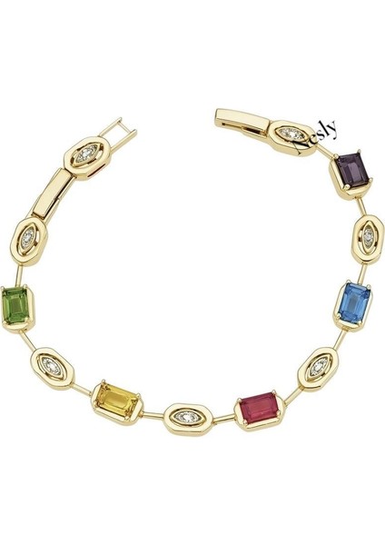 14K Gold Renkli Taşlı Bileklik
