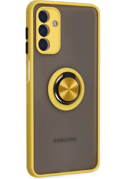 Samsung Galaxy A04S Kılıf Montreal Yüzüklü Silikon Kapak - Sarı Svlrs