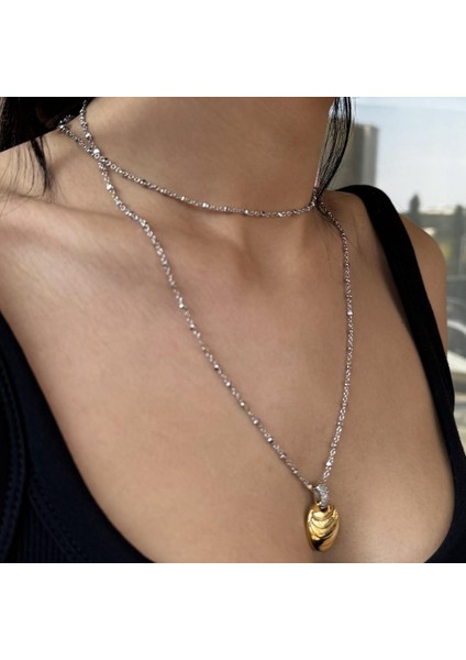 Mix Shine Uzun Kolye (Silver Zincirli)