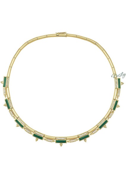 14K Gold Kuyumcu Kilitli Emerald Luxe Gerdanlık Kolye