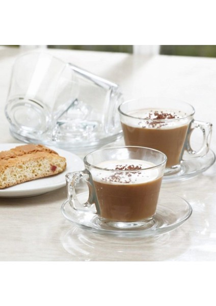 Beyaz 6'lı 80CC Espresso Fincanı ve Tabak Seti