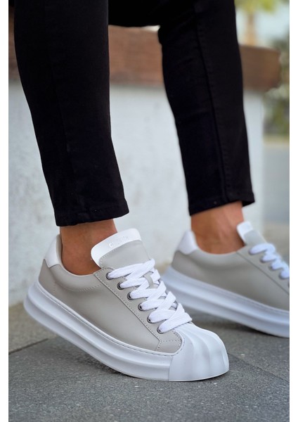 J2411 Artenay Ortopedik Taban Günlük Cilt Erkek Sneaker Spor Ayakkabı Cbt Gri