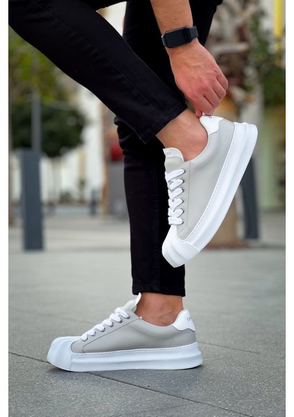J2411 Artenay Ortopedik Taban Günlük Cilt Erkek Sneaker Spor Ayakkabı Cbt Gri
