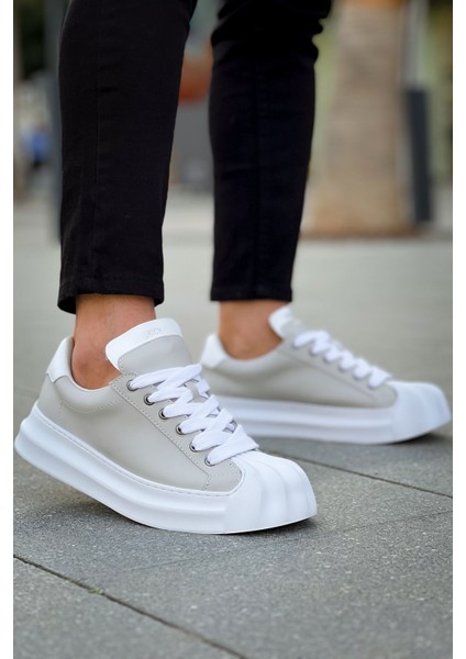J2411 Artenay Ortopedik Taban Günlük Cilt Erkek Sneaker Spor Ayakkabı Cbt Gri