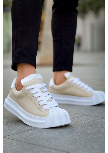 J2411 Artenay Ortopedik Taban Günlük Cilt Erkek Sneaker Spor Ayakkabı Cbt Bej