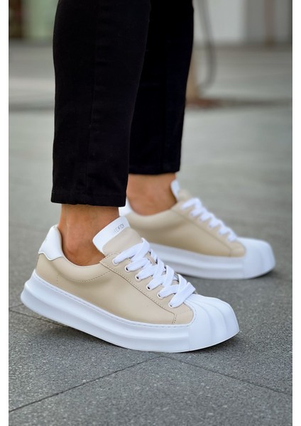 J2411 Artenay Ortopedik Taban Günlük Cilt Erkek Sneaker Spor Ayakkabı Cbt Bej