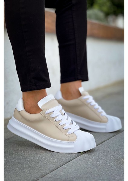 J2411 Artenay Ortopedik Taban Günlük Cilt Erkek Sneaker Spor Ayakkabı Cbt Bej