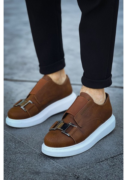 J297 Ortopedik Taban Günlük Cilt Erkek Sneaker Spor Ayakkabı Cbt Taba