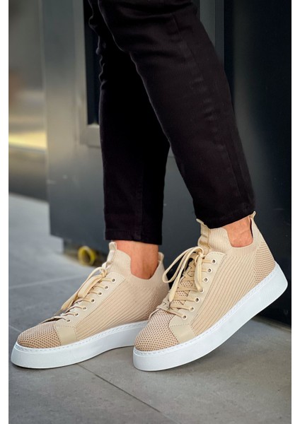 J2423 Ortopedik Taban Günlük Triko Erkek Sneaker Spor Ayakkabı Tbt Bej