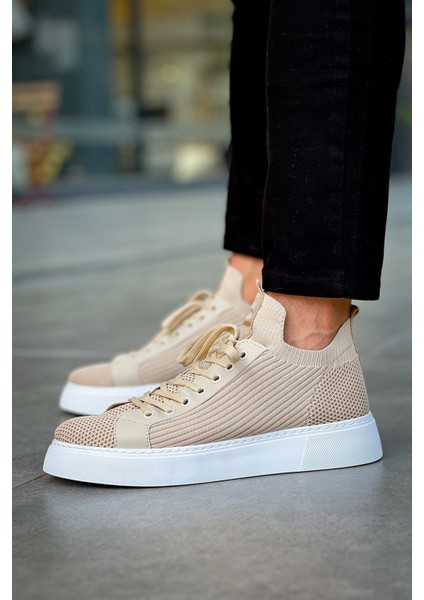 J2423 Ortopedik Taban Günlük Triko Erkek Sneaker Spor Ayakkabı Tbt Bej