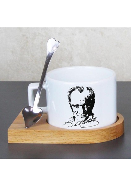 Beyaz Ahşap Altlıklı Fincan, Şık ve Doğal Tasarım ile Kullanıma Hazır