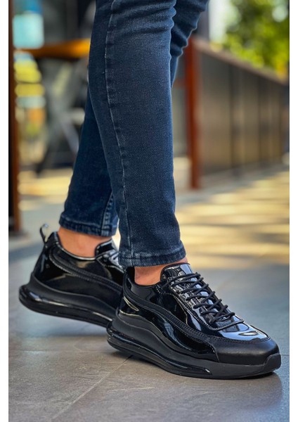 J2419 Ortopedik Taban Günlük Rugan Erkek Sneaker Spor Ayakkabı Rst Siyah modelleri