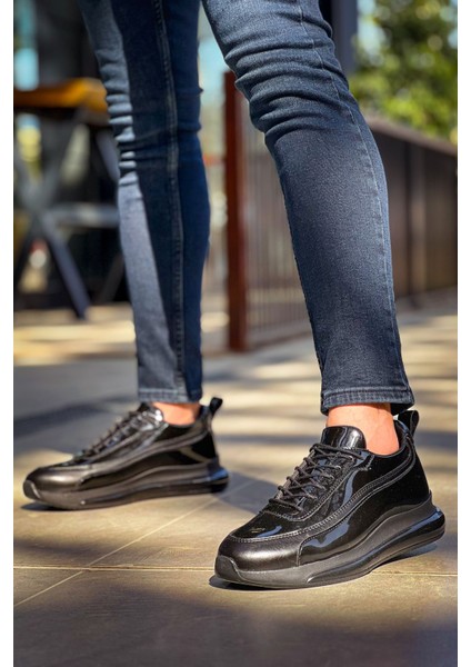 J2419 Ortopedik Taban Günlük Rugan Erkek Sneaker Spor Ayakkabı Rst Siyah fırsatları