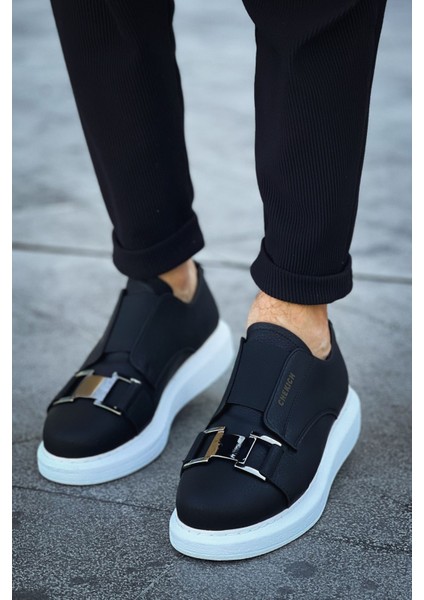 J297 Ortopedik Taban Günlük Cilt Erkek Sneaker Spor Ayakkabı Cbt Siyah