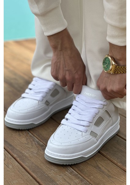 J2410 Avax Ortopedik Taban Günlük Cilt Erkek Sneaker Spor Ayakkabı Cbt Beyaz/gri